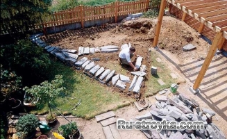 Изготовление декоративного пруда из природного камня. Изготовление декоративного пруда из природного камня.