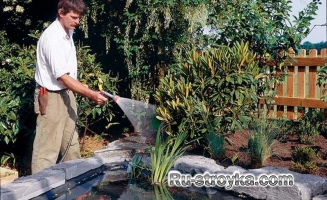 Изготовление декоративного пруда из природного камня. Изготовление декоративного пруда из природного камня.