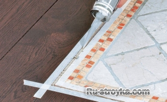 Сочетание керамической плитки с паркетом. Сочетание керамической плитки с паркетом.