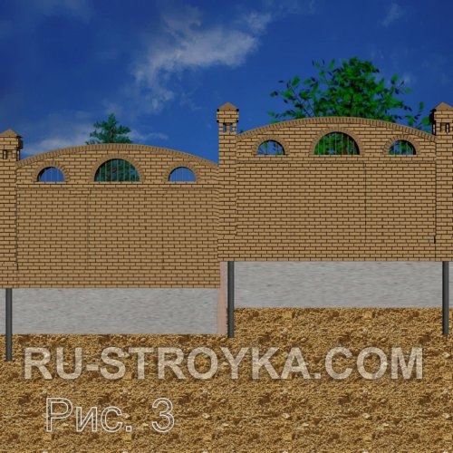 Забор из кирпича "Каскадный" Забор из кирпича "Каскадный"