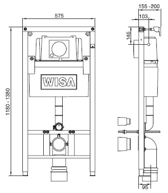 Система инсталляции для подвесного унитаза Wisa Excellent Quadro WC 1/2 арт. 8050452939 Система инсталляции для подвесного унитаза Wisa Excellent Quadro WC 1/2 арт. 8050452939
